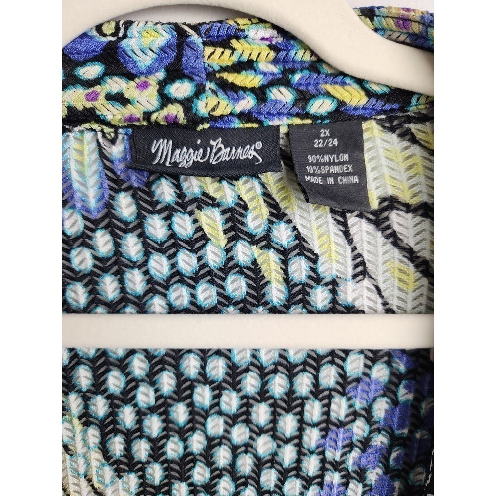 Maggie Barnes open cardigan artsy lagenlook sz 2X stretchy long sleeve colorful - Picture 5 of 6
